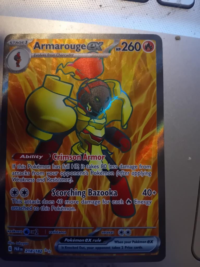 Pokémon Armarouge ex 218/182 Scarlet & Violet Gold, Ophalen of Verzenden, Zo goed als nieuw, Losse kaart, Foil