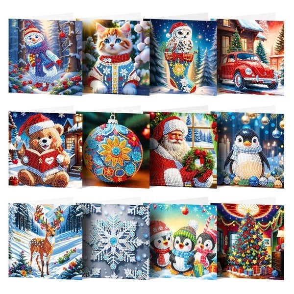 DIY Diamond Painting Kerstkaarten Set met Tools, Hobby en Vrije tijd, Nieuw, Ophalen of Verzenden, Papier of Karton, Educatief