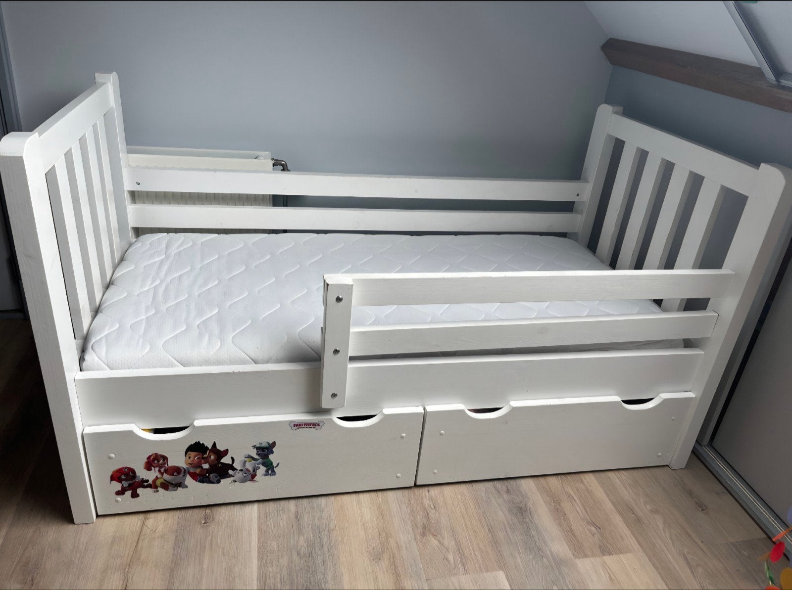 Rockwood Peuterbed Tim Wit, 70x150cm inclusief matras, Kinderen en Baby's, Gebruikt, 70 tot 85 cm, 140 tot 160 cm, Ophalen