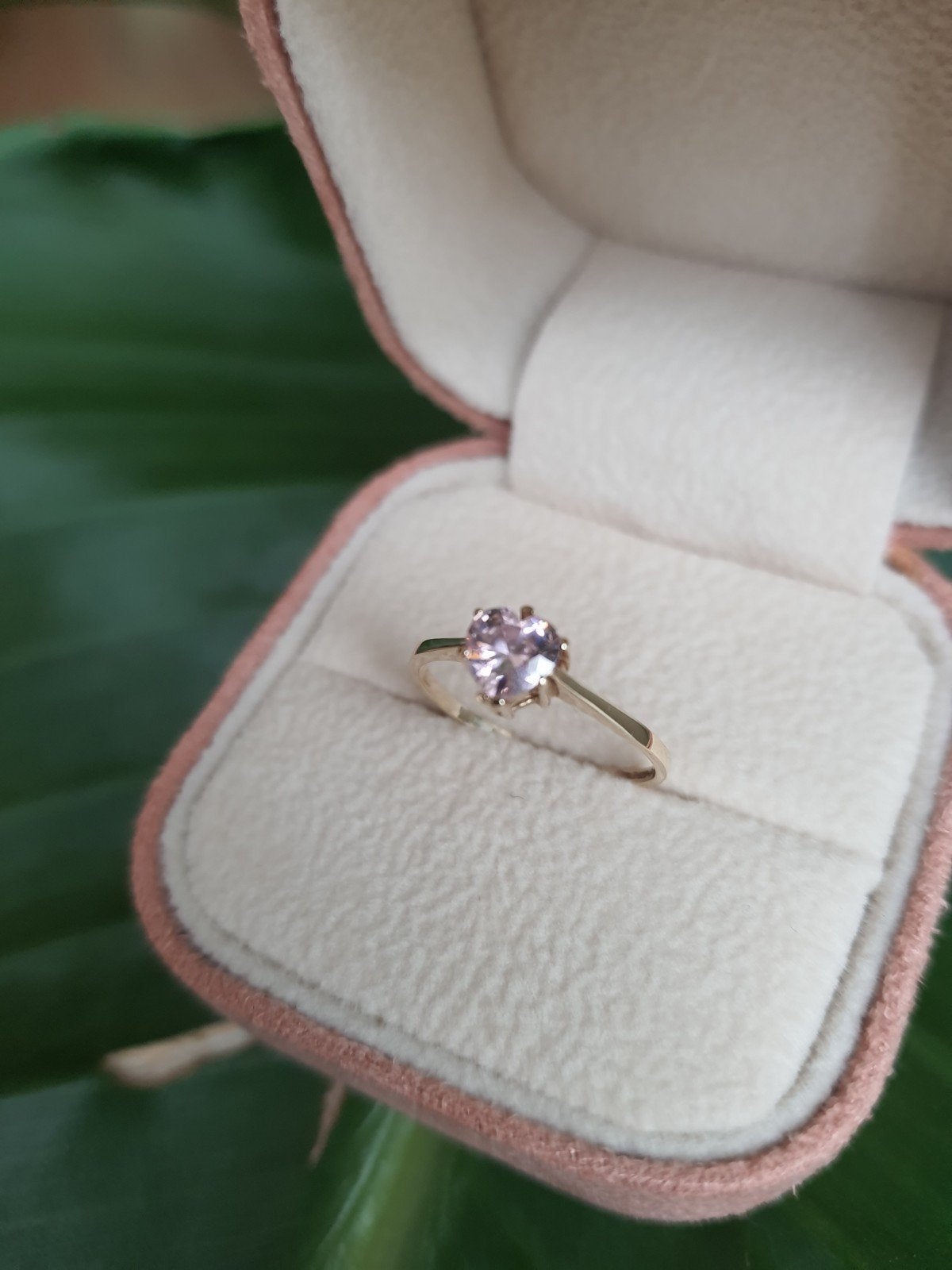 Vintage Juweeltje: 9ct Gouden Pink Heart Ring (Maat L), Verzenden, Gebruikt, Roze