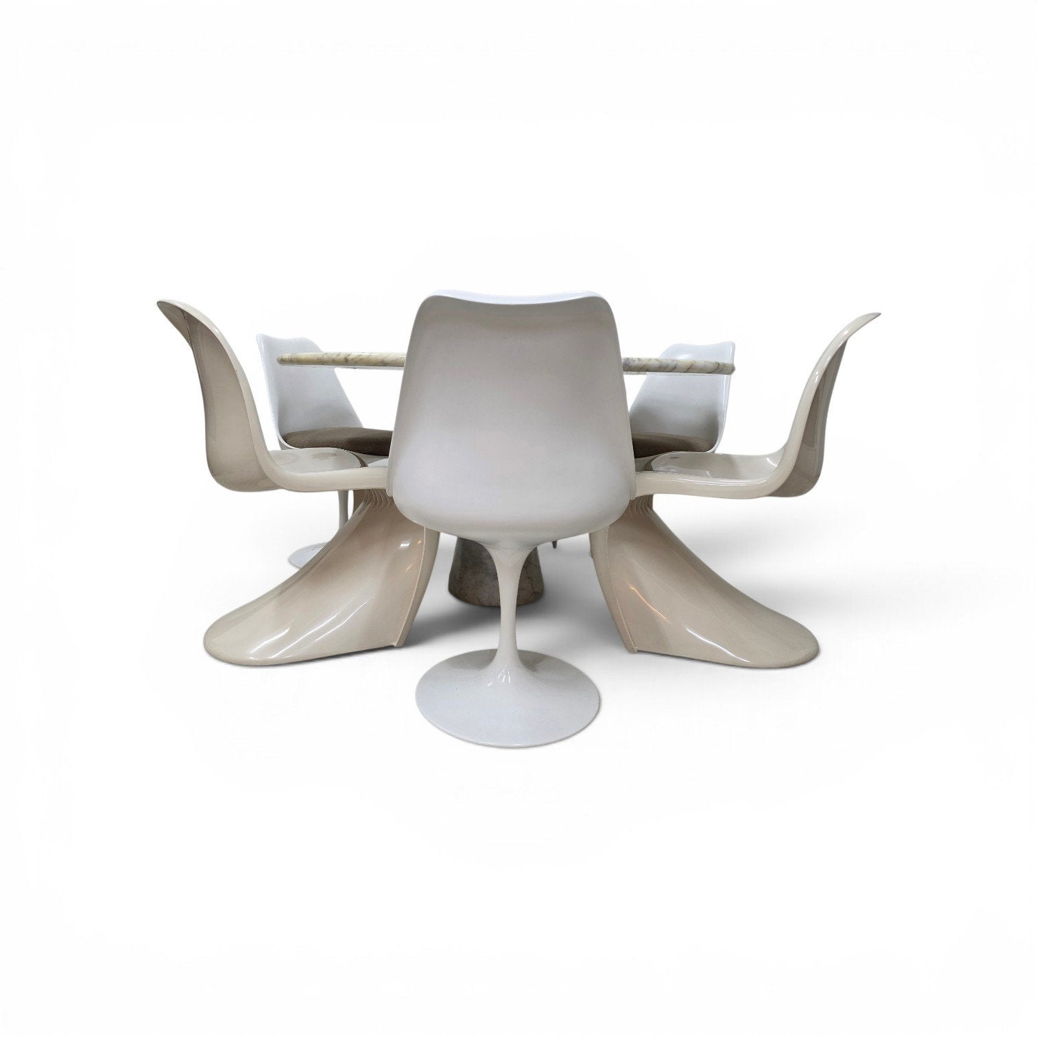 Knoll Tulip stoel 3x + Verner Panton Fehlbaum stoel 3x, Ophalen of Verzenden