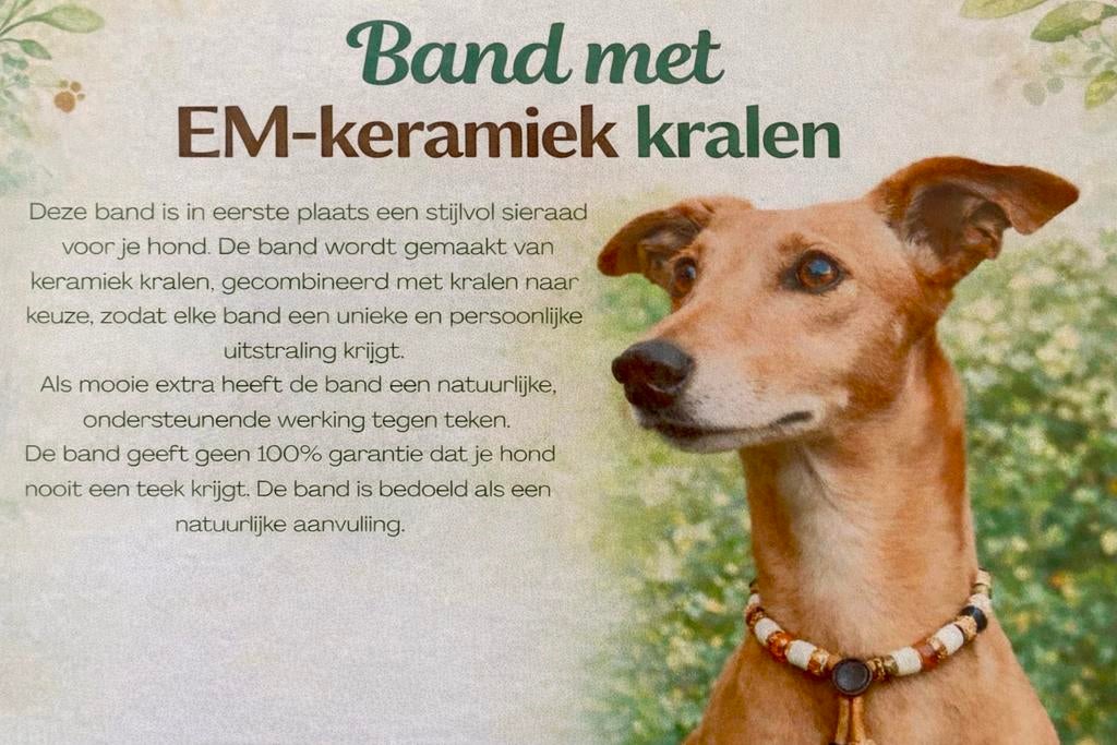 Hondenband met EM-keramiek kralen, Ophalen of Verzenden, Handgemaakt, Nieuw