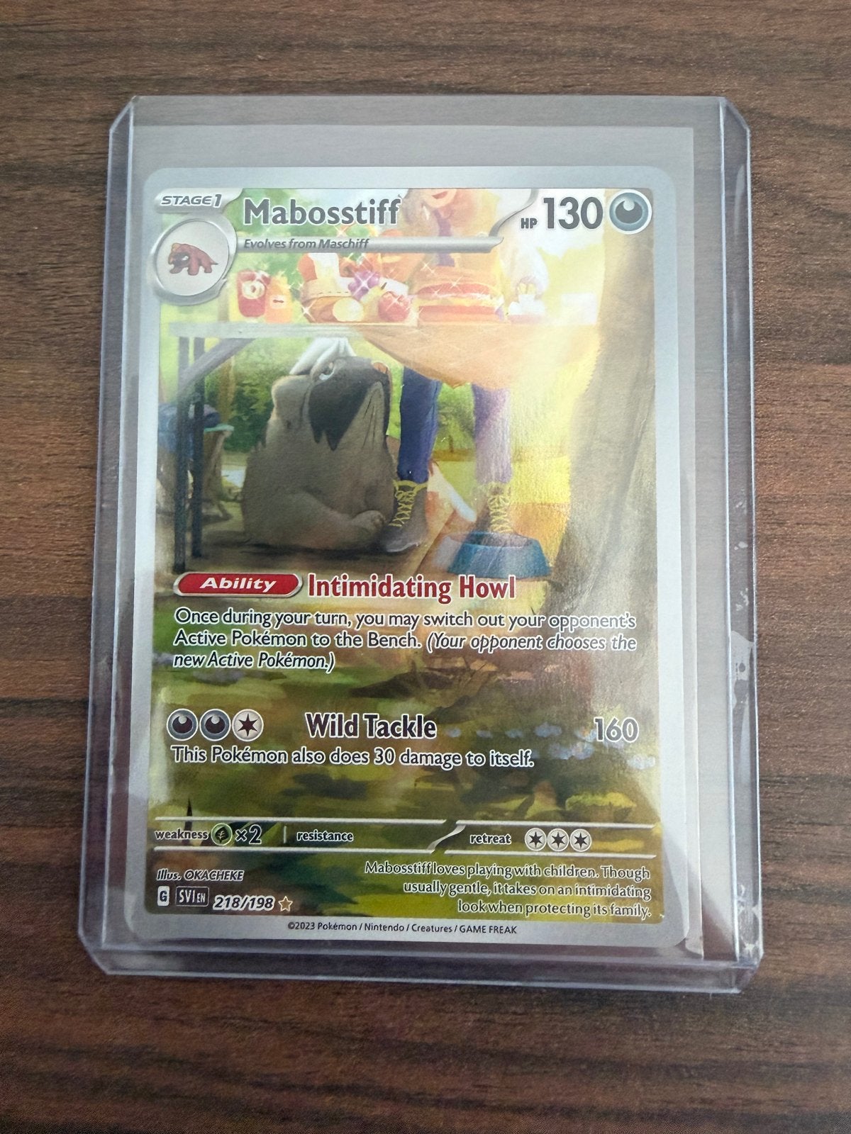 Mabostiff 218/198 Full Art Pokémon Kaart, Hobby en Vrije tijd, Ophalen of Verzenden, Nieuw, Losse kaart