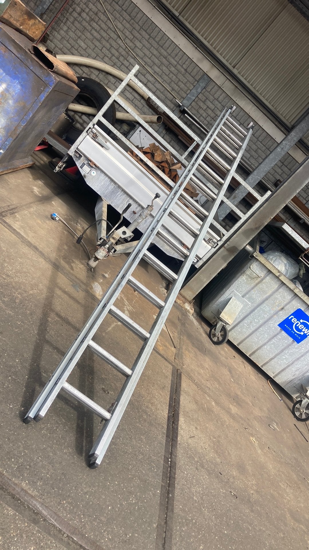 Dirks schuifladder 2 kerr14 sporten met toprollen in goede s, Ophalen, Zo goed als nieuw, 4 meter of meer