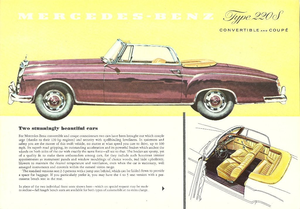 Mercedes 220S cabriolet/coupe folder, Ophalen of Verzenden, Gelezen, Mercedes