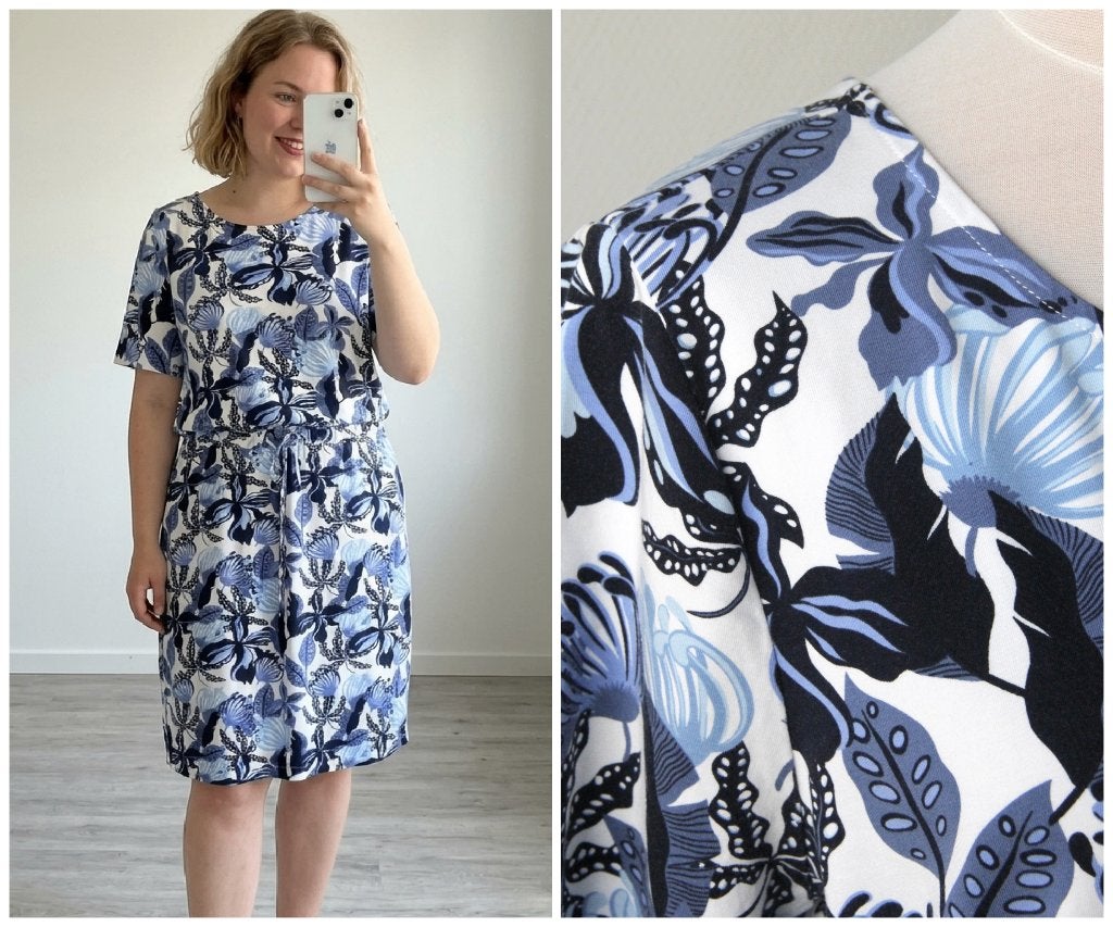 Bloomings - prachtige jurk wit blauw - maat XL, Maat 46/48 (XL) of groter, Zo goed als nieuw, Verzenden, Blauw