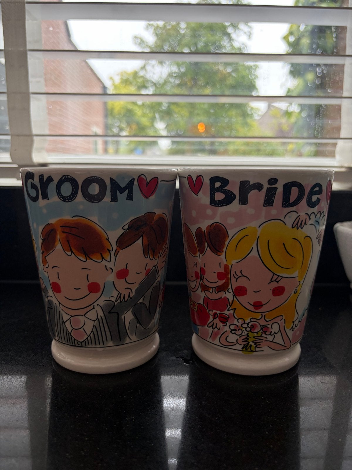 Blond Amsterdam XL Mokken: Bride & Groom (Zo goed als nieuw), Huis en Inrichting, Keuken | Servies, Keramiek, Zo goed als nieuw