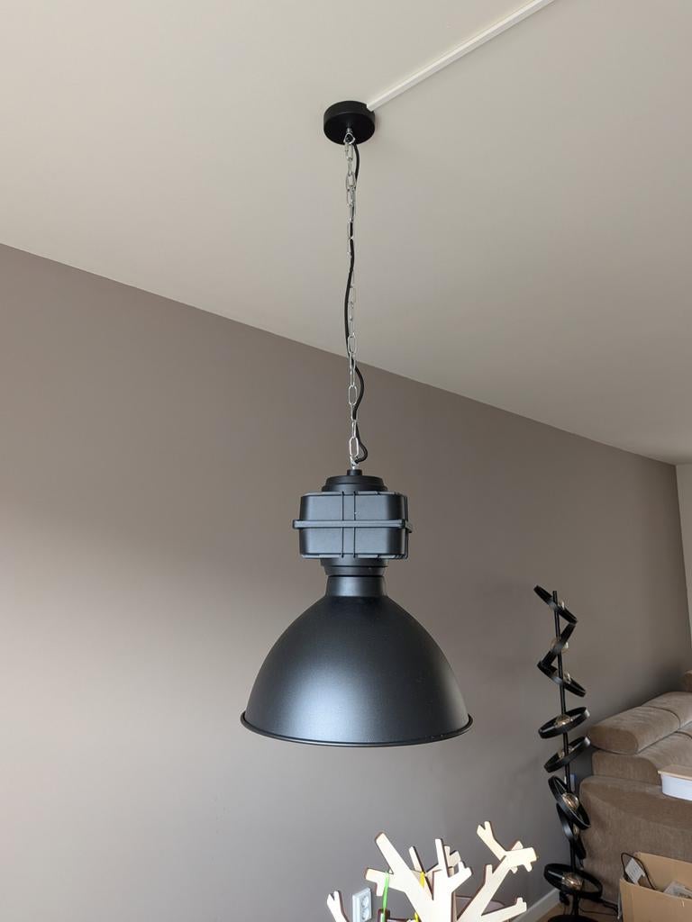 Zwarte industriële hanglamp, Ophalen of Verzenden, Nieuw, Metaal, Industrieel
