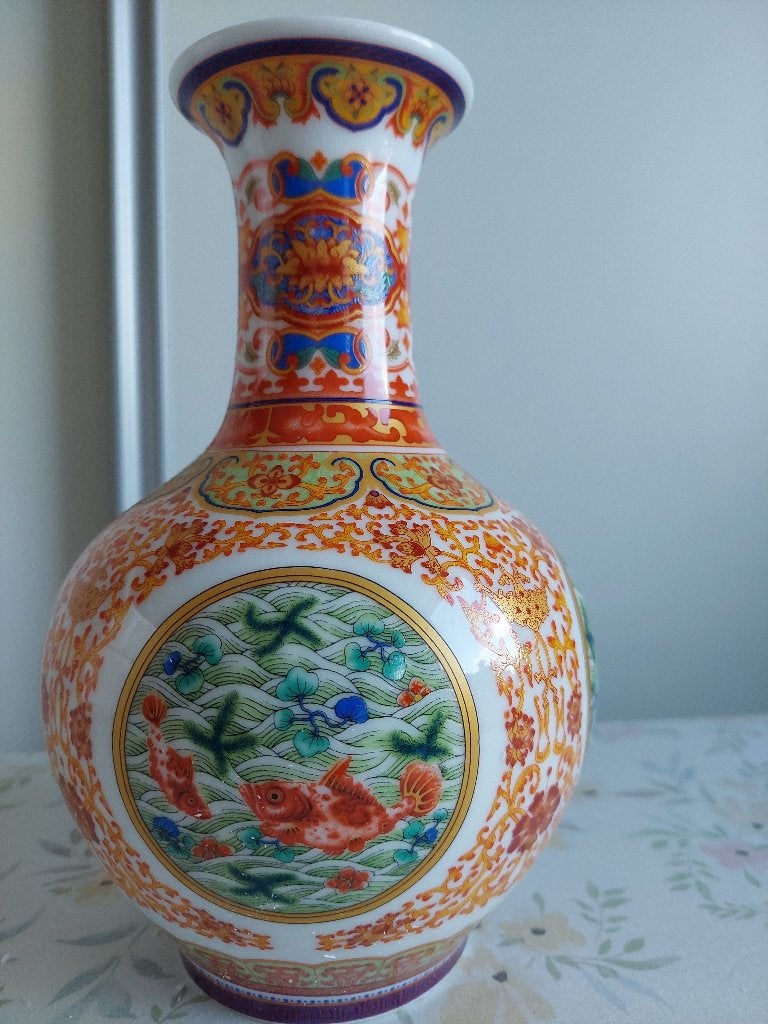 Chinese Keramische Vaas met "Vissen" decor  (NIEUW), Antiek en Kunst, Ophalen of Verzenden