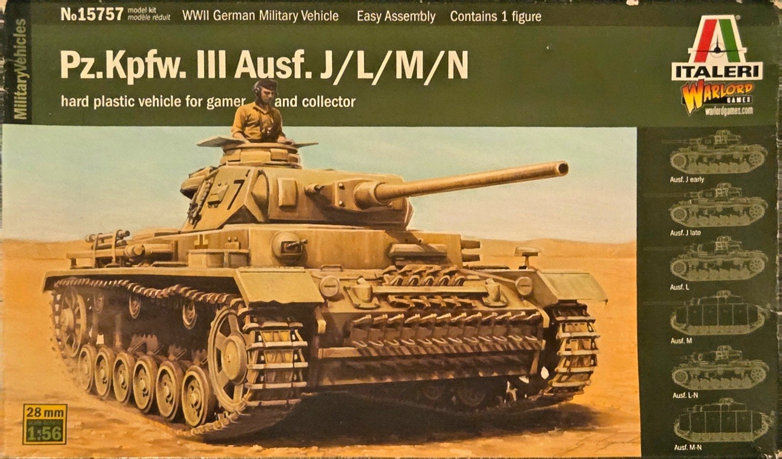 Warlord games 1/56  Pz.Kpfw. III  tank, Tank, Italeri, Verzenden, Groter dan 1:32