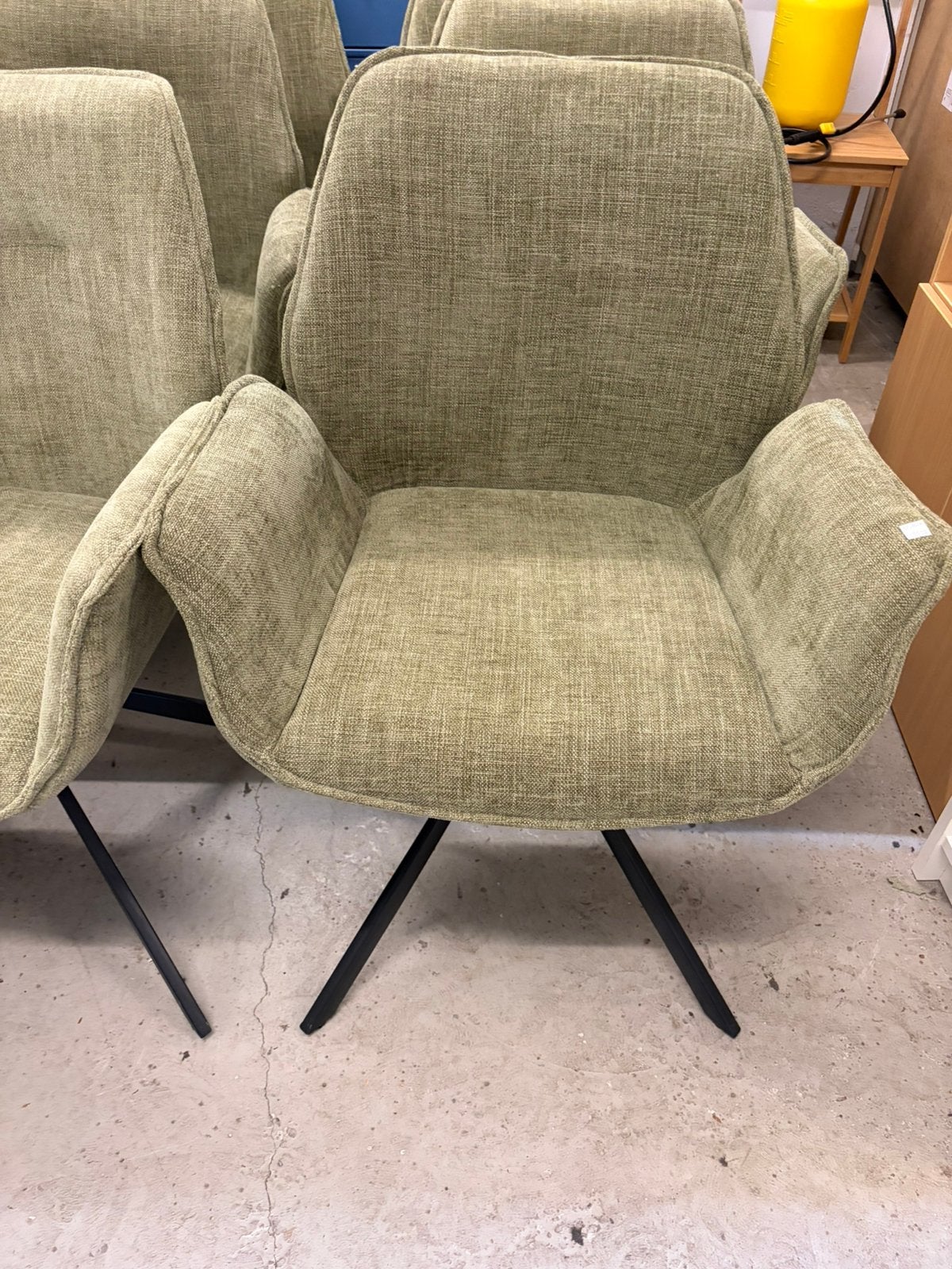 6 groen stoffen eetkamerstoelen, Ophalen, ., ., Eén