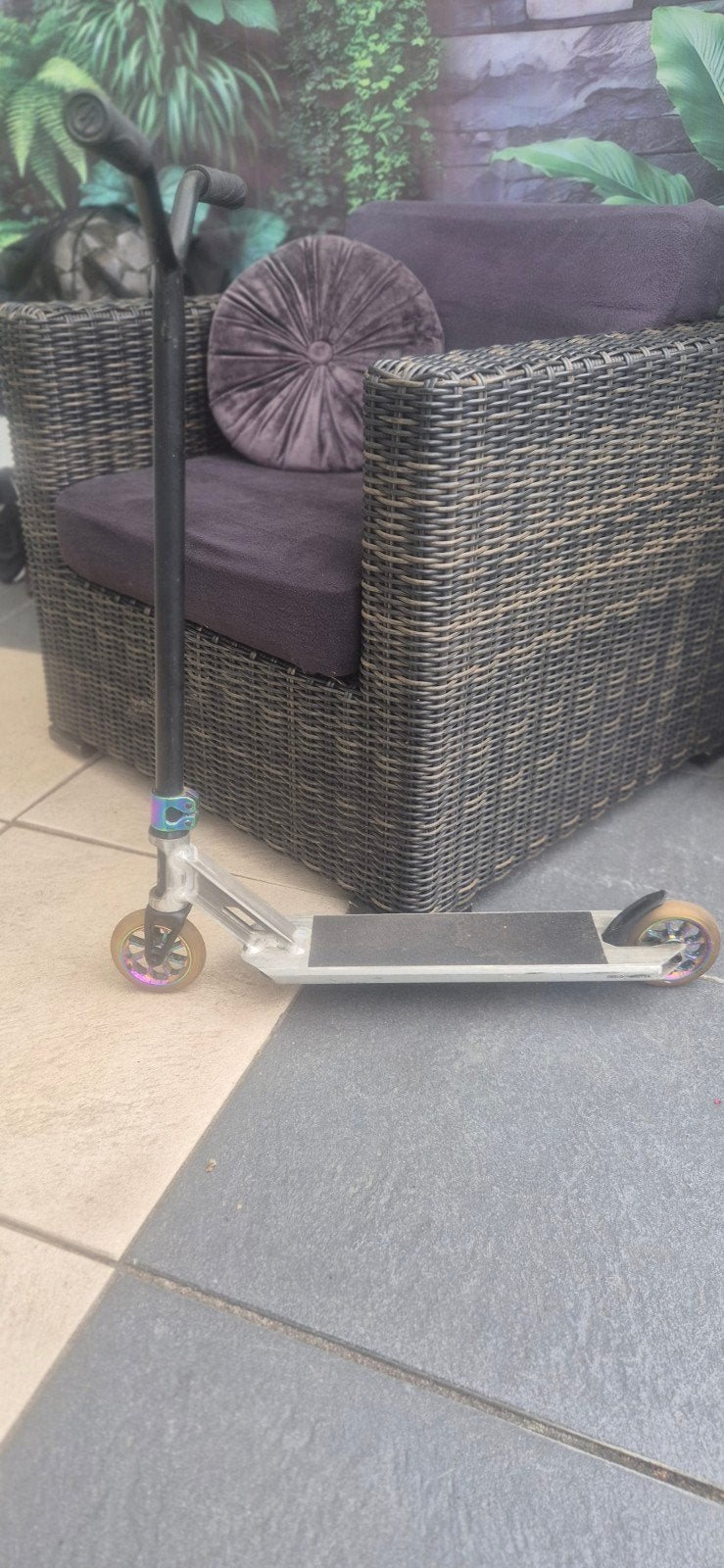 Stuntstep Oxelo (Decathlon) met regenboogwielen, Fietsen en Brommers, Ophalen, Gebruikt, Overige typen, Oxelo