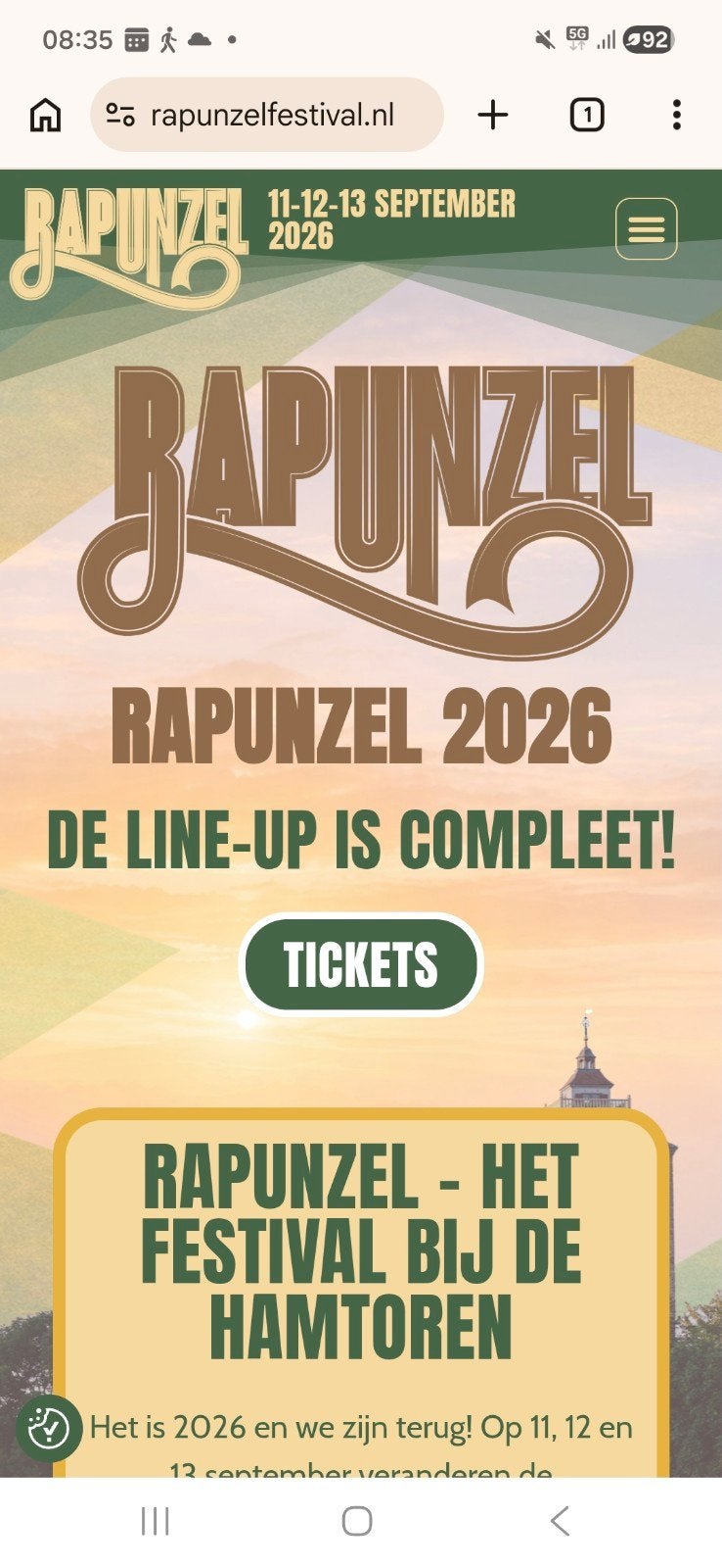rapunzel festival Utrecht 11 12 13 september ticket tickets, Tickets en Kaartjes, Twee personen, September