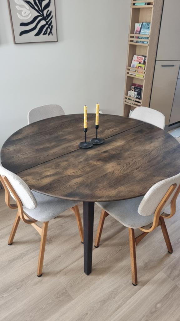 Ronde eettafel 140cm (incl. optioneel 4 stoelen), Ophalen, Rond, 100 tot 150 cm, 100 tot 150 cm