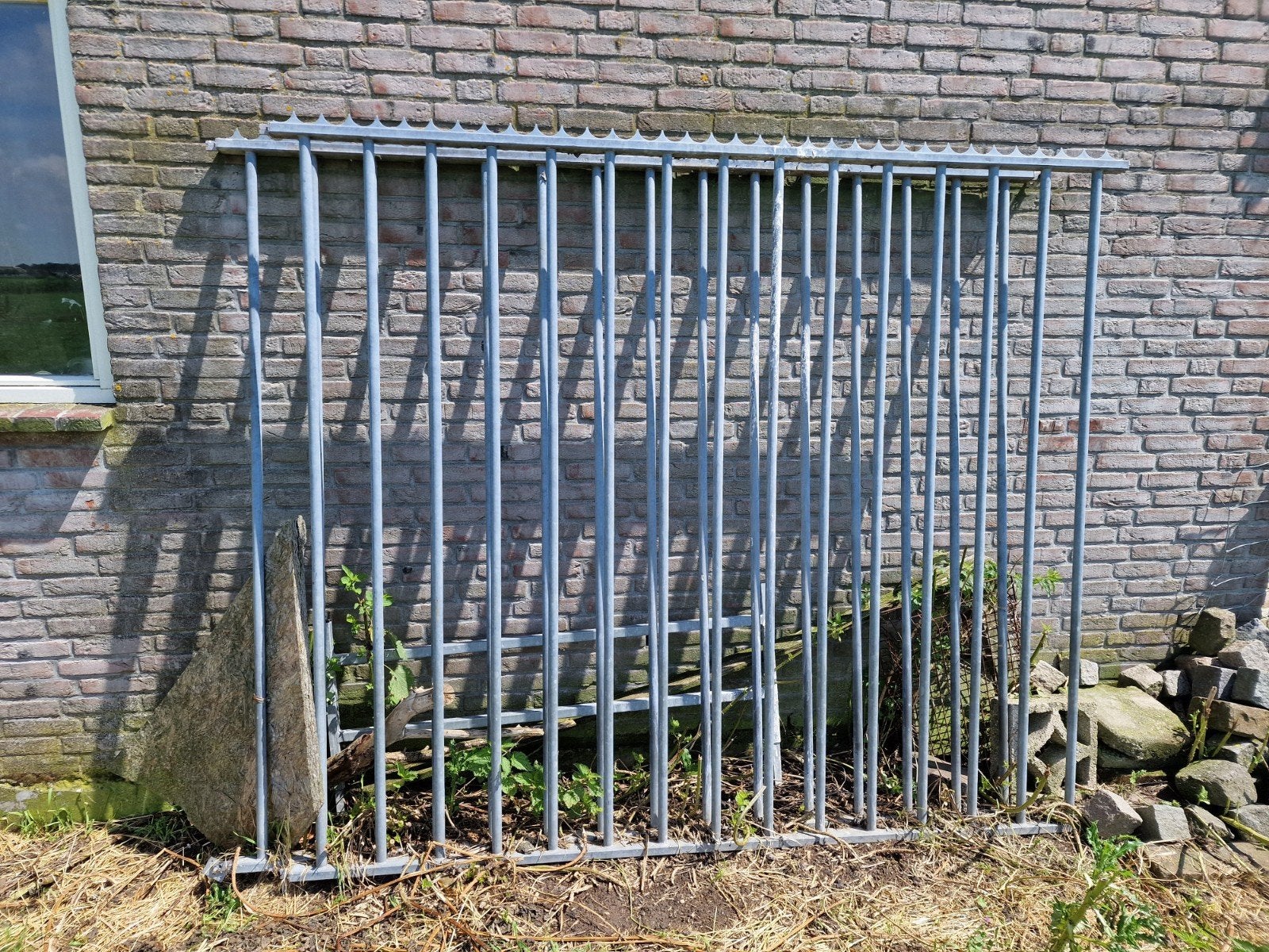 2x Verzinkt Hek met Puntjes - 195x225 cm, Tuin en Terras, Ophalen, Gebruikt, IJzer