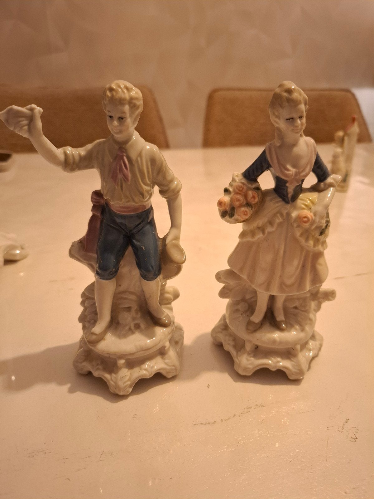 Vintage koppel Wagner & Apel porseleinen beeldjes – Model 21, Antiek en Kunst, Antiek | Porselein, Ophalen of Verzenden