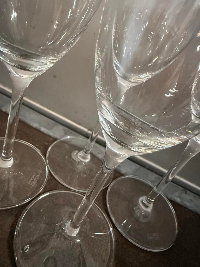 4 Schott Zwiesel kristal champagneglazen, Huis en Inrichting, Ophalen of Verzenden, Zo goed als nieuw