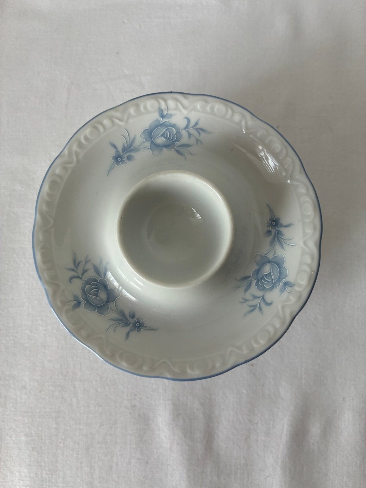5x Mitterteich Bavaria eierdopjes met schotel, blauwe roos, Gebruikt, Overige merken, Klassiek, Overige typen