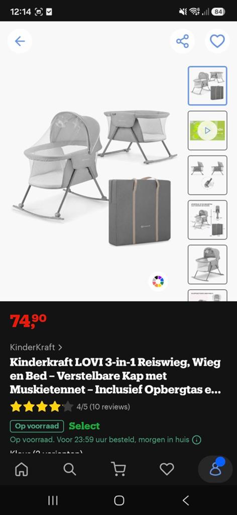 Kinderkraft  babywieg, Ophalen, Zo goed als nieuw, Overige typen