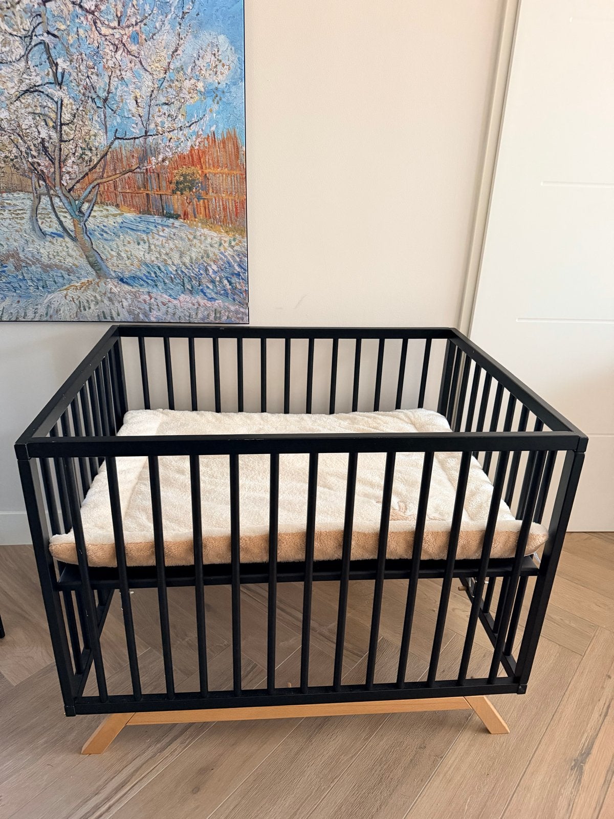 Prénatal Box Savi Zwart met Little Dutch Boxkleed, Kinderen en Baby's, Ophalen, Zo goed als nieuw, Rechthoekig, In hoogte verstelbaar
