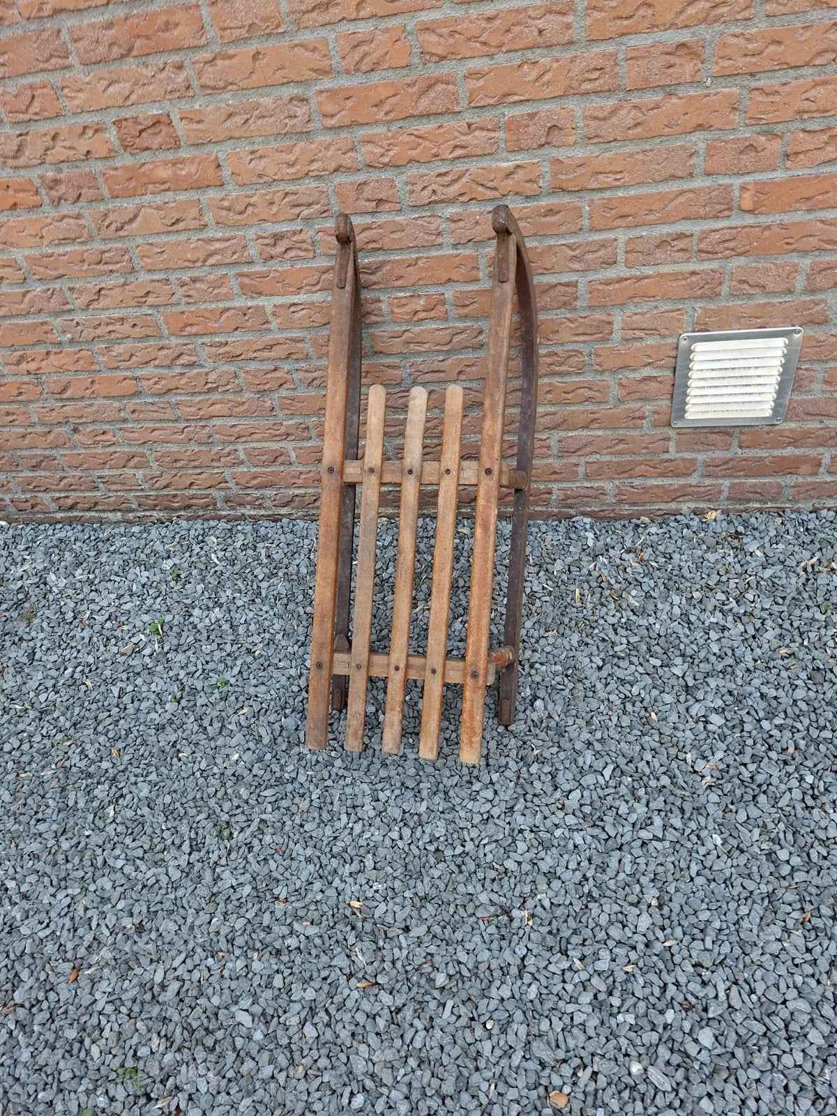 Vintage houten slee - decoratief of voor de sneeuw, Ophalen of Verzenden, Gebruikt