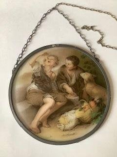 "De Taarteneters" vintage glas in lood raamhanger, Ophalen