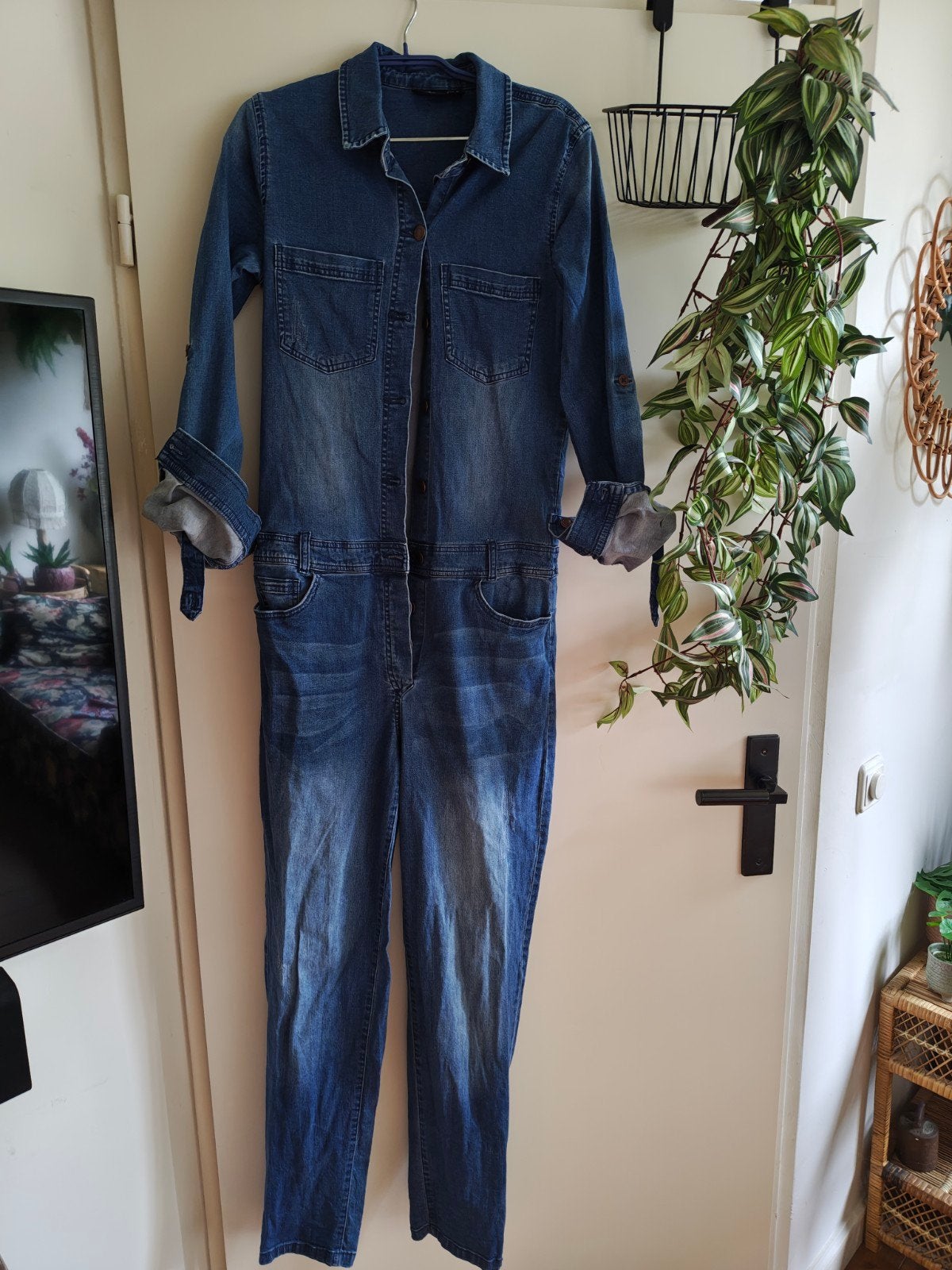 jumpsuit spijkerjumpsuit maat  38 40 stretch, Ophalen of Verzenden, Zo goed als nieuw, Maat 38/40 (M), Blauw