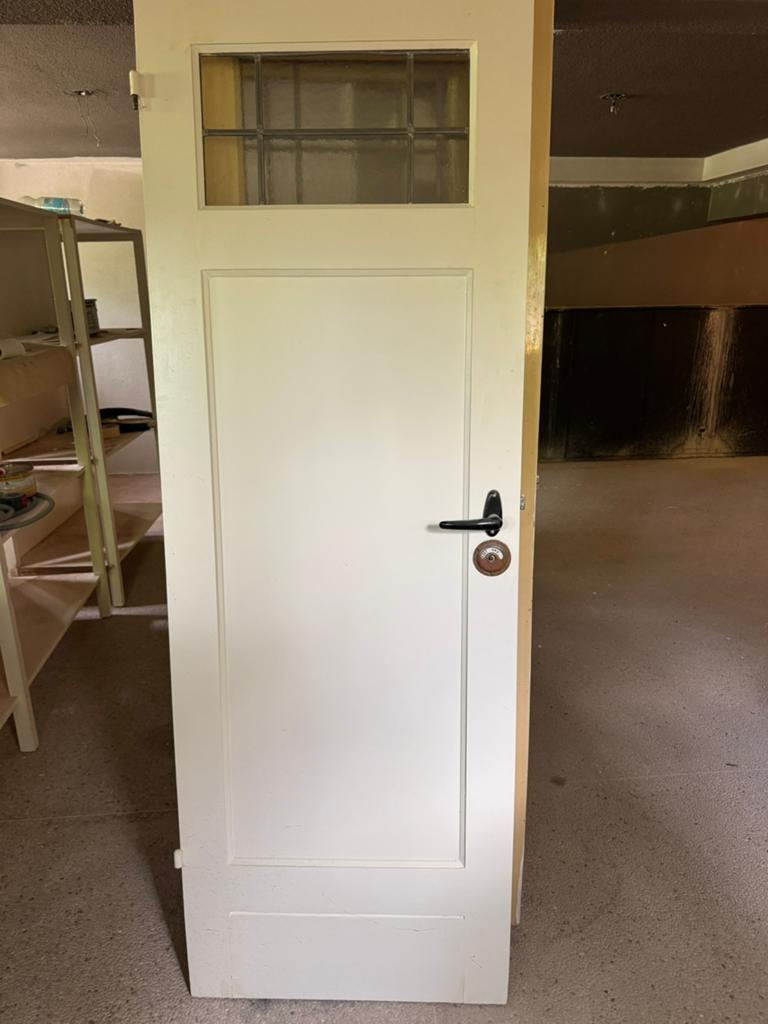 Originele glas in lood paneeldeuren badkamer, Ophalen, Glas, Binnendeur, 200 tot 215 cm