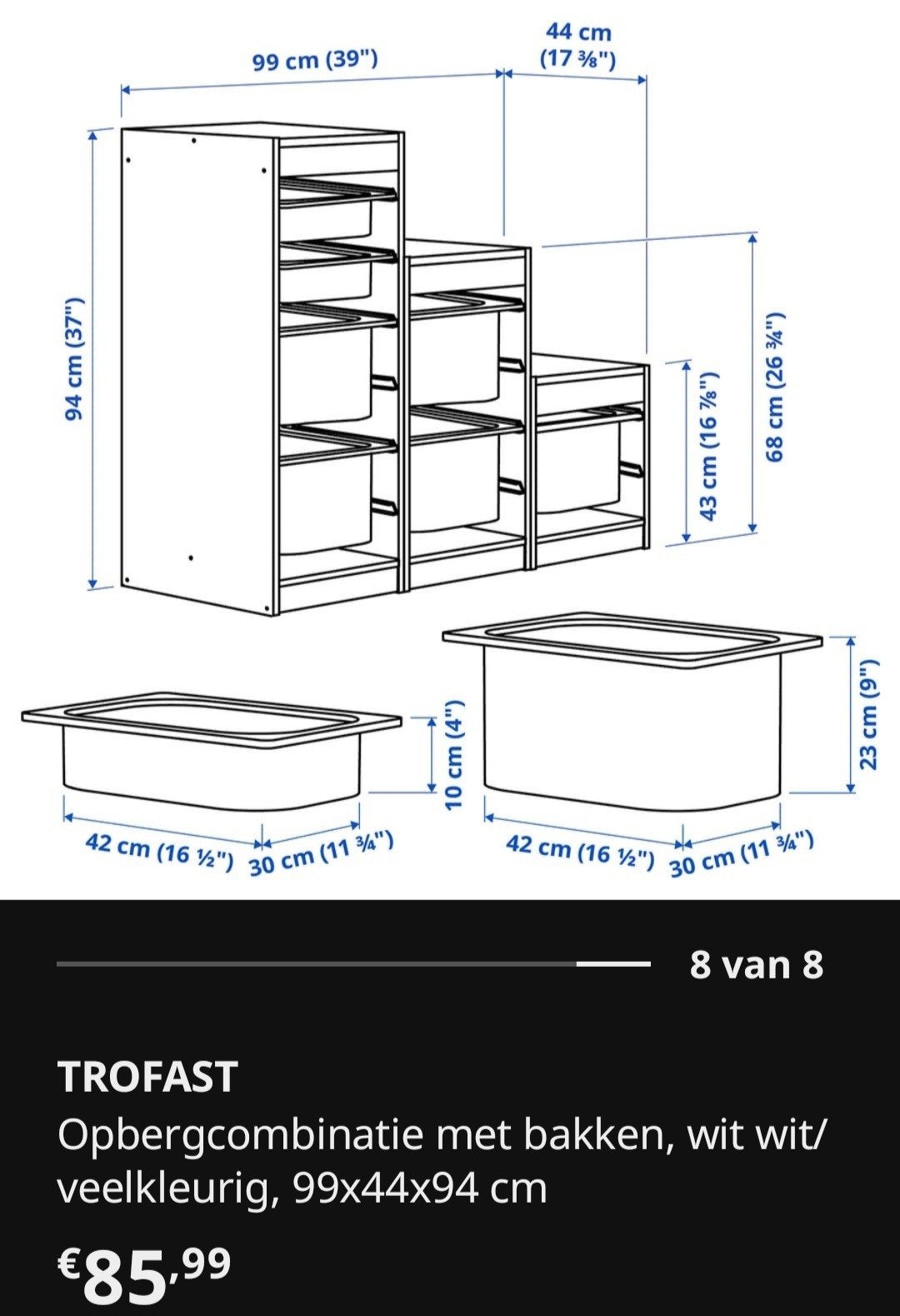 te koop Ikea Trofast opbergen wit, Ophalen, Kast, Zo goed als nieuw, 75 tot 100 cm