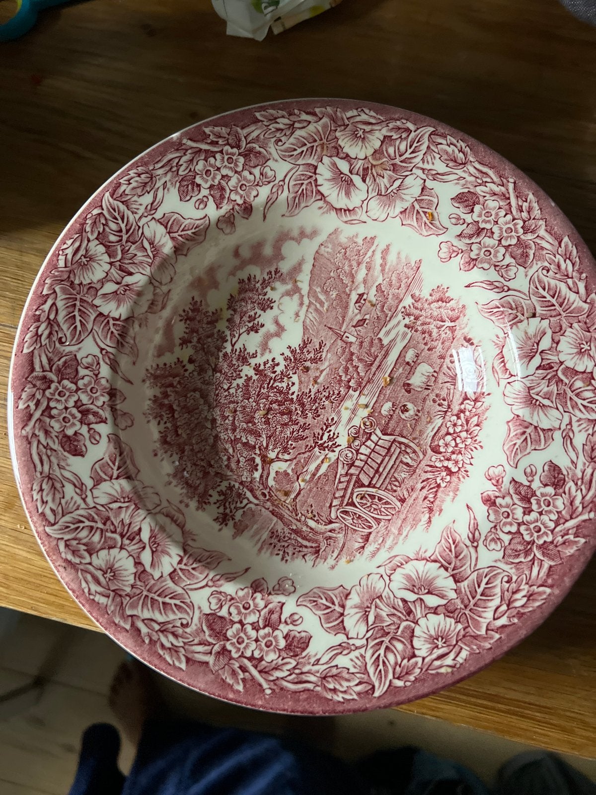 Set van 6 vintage borden met rood-wit patroon, Ophalen of Verzenden