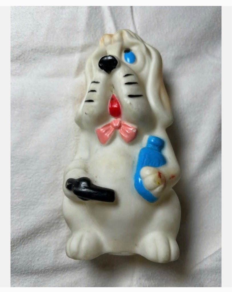 Vintage jaren ‘60 piepbeest Hond 16 cm, Antiek en Kunst, Antiek | Speelgoed, Ophalen of Verzenden