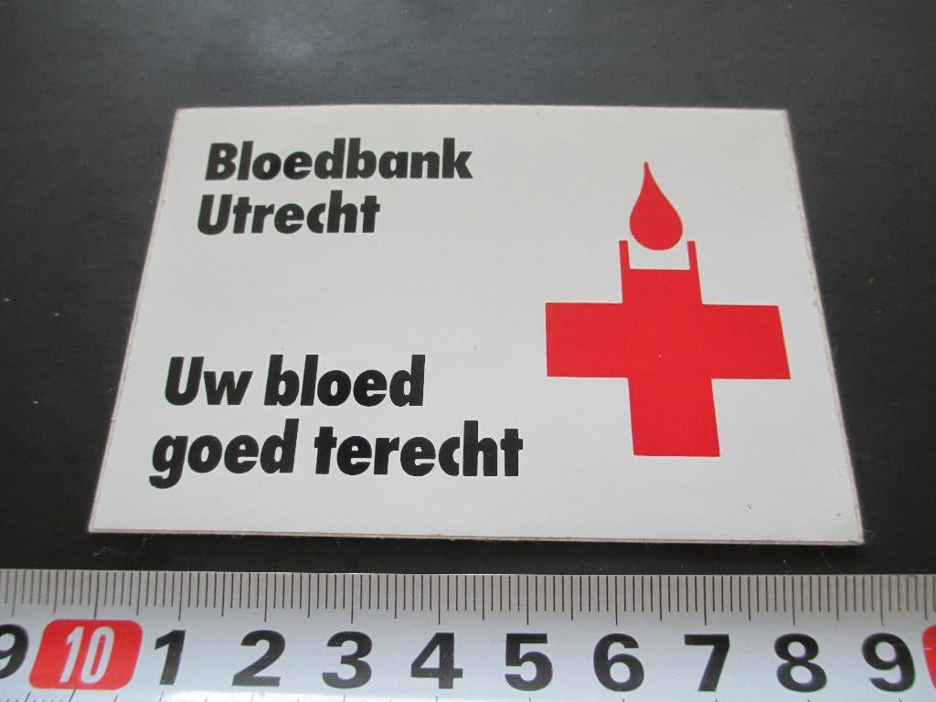 sticker bloedbank utrecht uw bloed goed terecht - rode kruis, Ophalen, Zo goed als nieuw