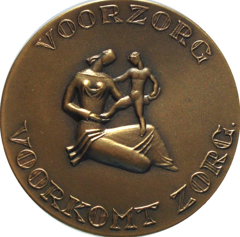 Nederland penning Voorzorg Voorkomt Zorg 1954, Postzegels en Munten, Ophalen of Verzenden, Brons, Nederland