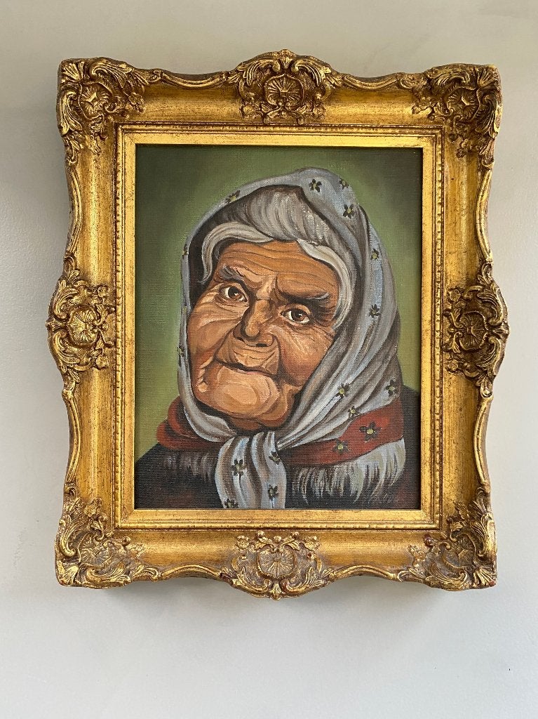 Schilderij van het Delfts Orgelvrouwtje, 38x32cm, met lijst, Doek, Portret of Personen, Overige technieken, Ophalen of Verzenden