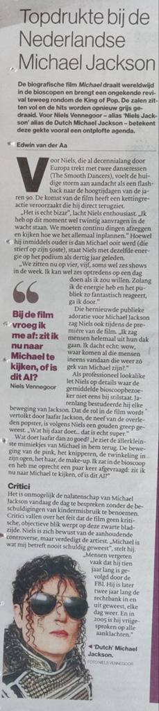 Dutch Michael Jackson Krantenartikel knipsel, Ophalen of Verzenden, 1980 tot heden, Nederland, Knipsel(s)