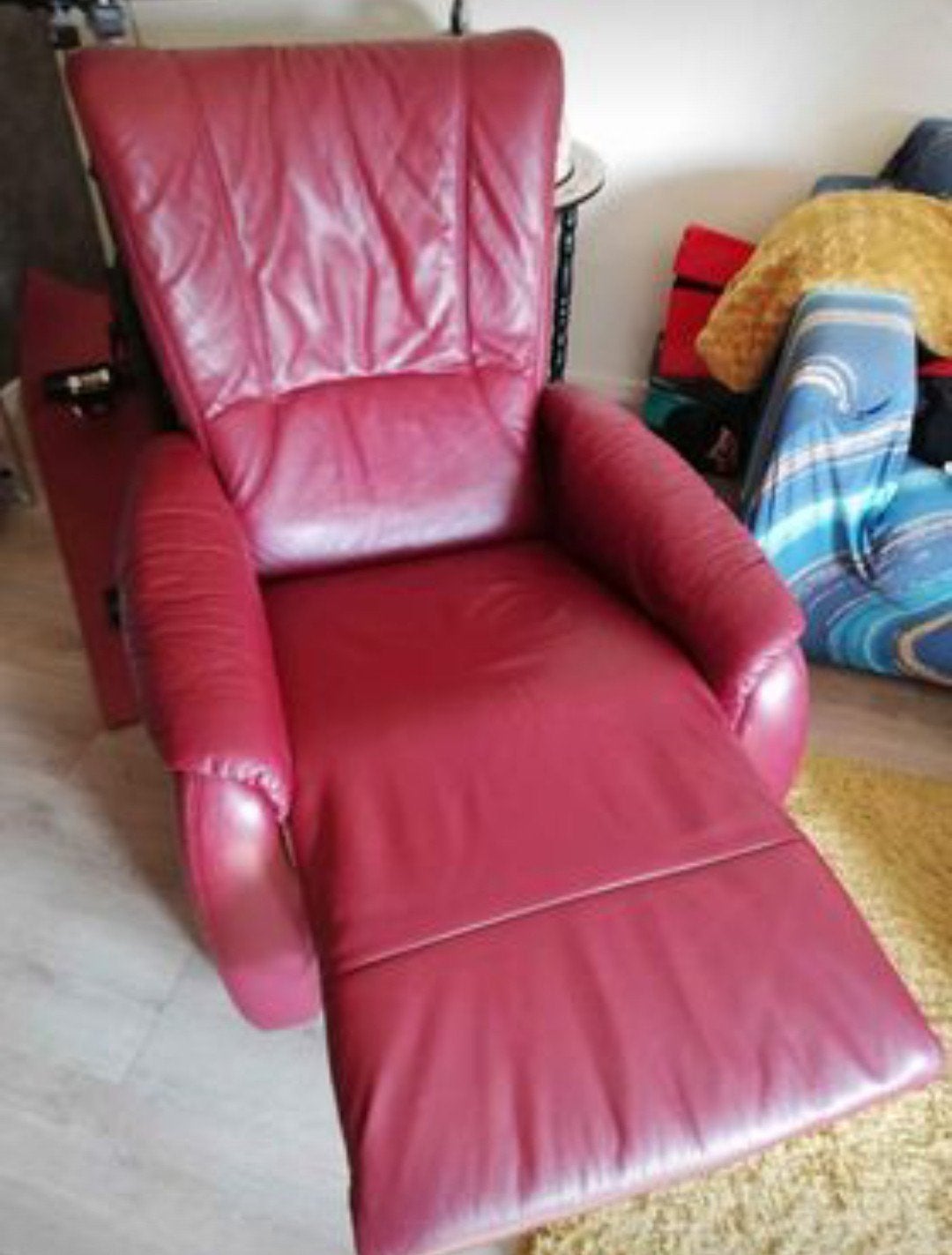 Leren relax fauteuil, Huis en Inrichting, Ophalen, Gebruikt, 75 tot 100 cm, 50 tot 75 cm