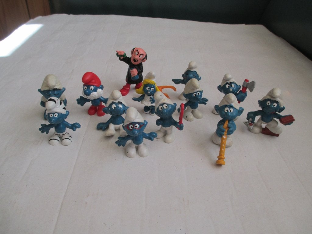 partij van 14 schleich smurfen waaronder gargamel/azrael/, Ophalen of Verzenden, Gebruikt, Verschillende Smurfen