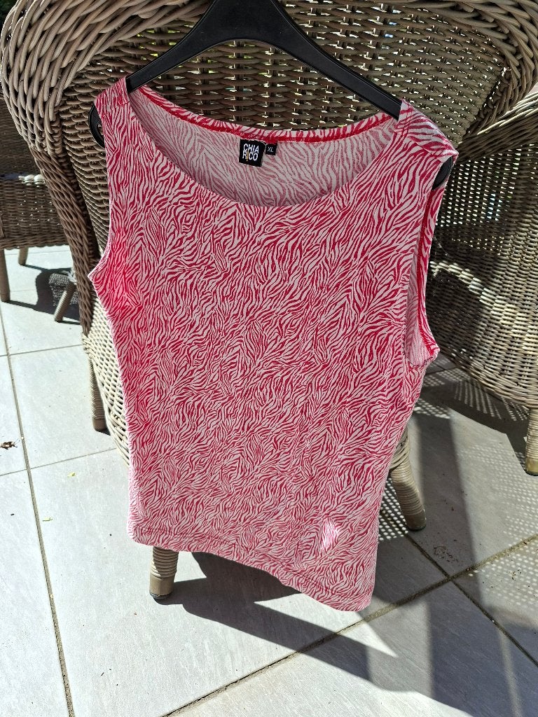 Singlet rood-wit met boothals, Kleding | Dames, ChiaRico, Verzenden, Maat 42/44 (L), Zo goed als nieuw