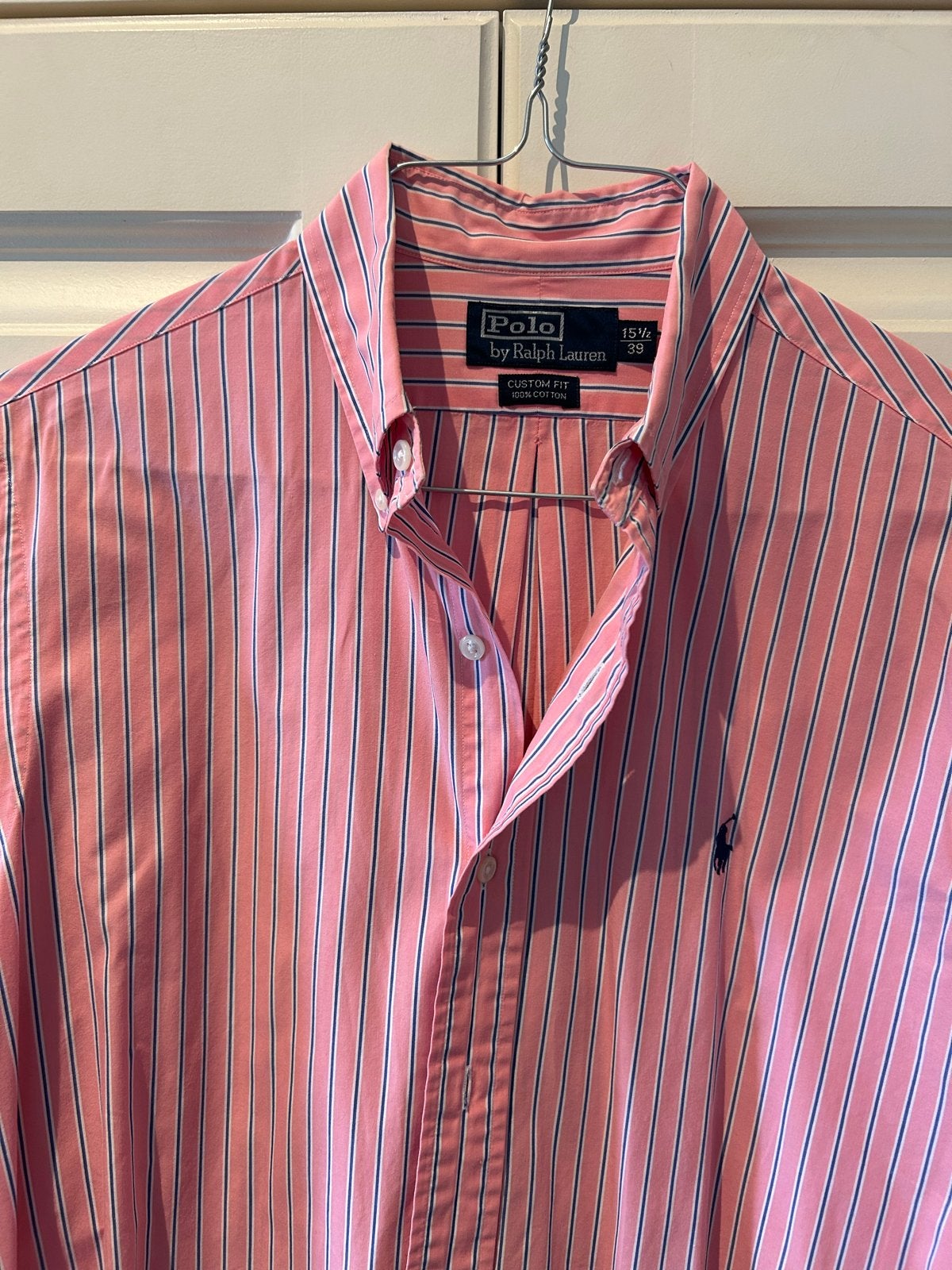 Overhemd Polo Ralph Lauren roze gestreept - Custom Fit, Kleding | Heren, Ophalen of Verzenden, Zo goed als nieuw, Roze, Halswijdte 39/40 (M)