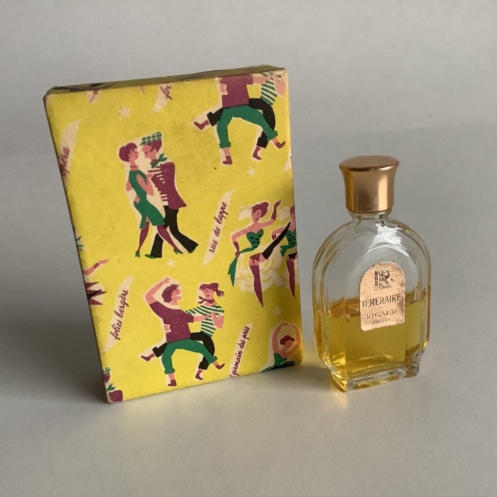 vintage parfumflesje Rigaud Téméraire uit 1952, Ophalen of Verzenden