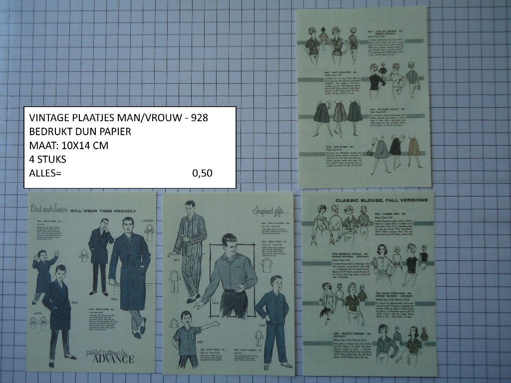 ⚠️nu 0,15: vintage plaatjes man/vrouw 928 ( alleen verzenden, Hobby en Vrije tijd, Kaarten | Zelf maken, Ophalen, Nieuw, Man of Vrouw