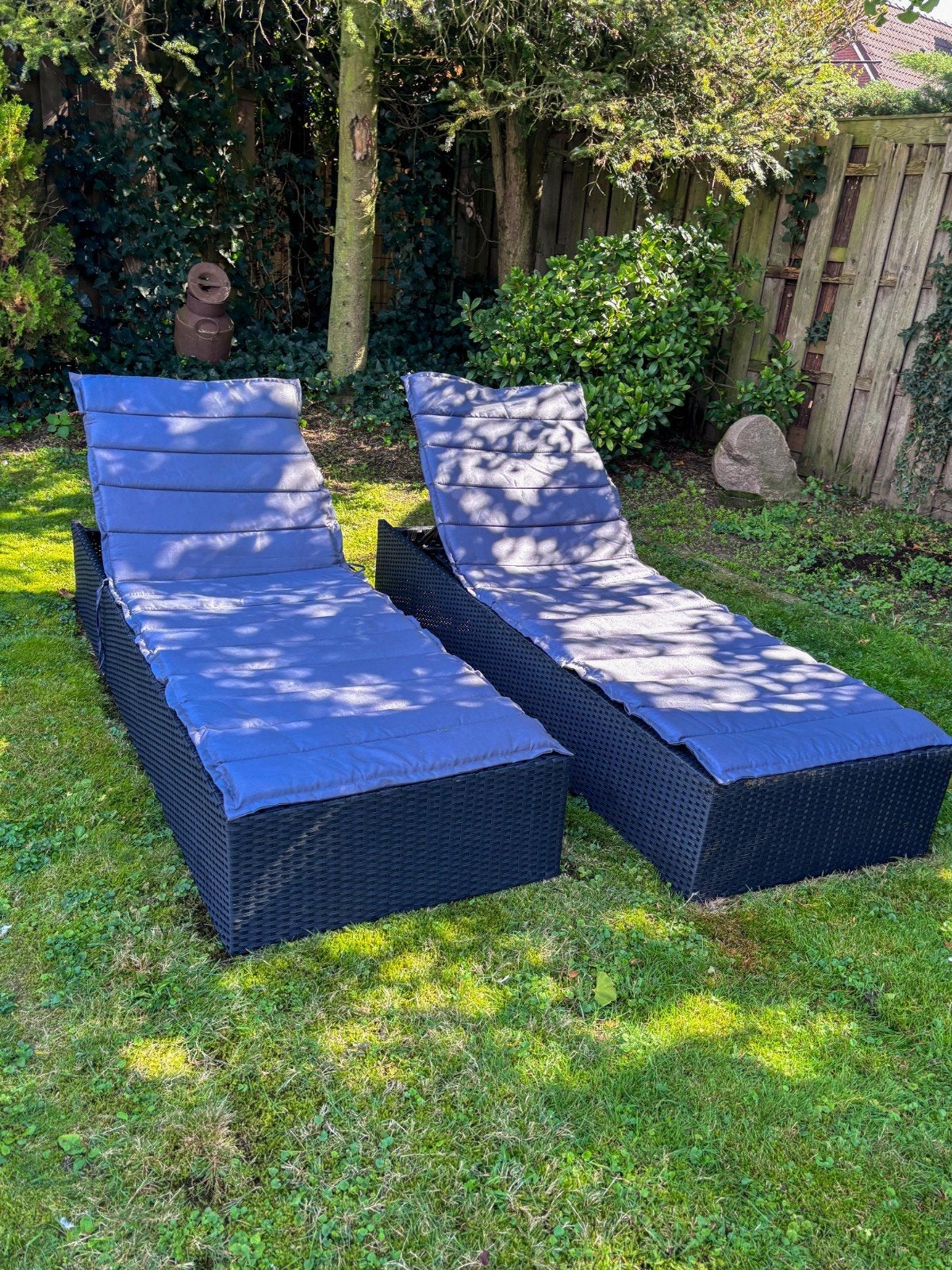 2x Wicker Ligbedden met Kussens - Zo goed als nieuw, Zo goed als nieuw, Loungeset, Wicker, Stoel