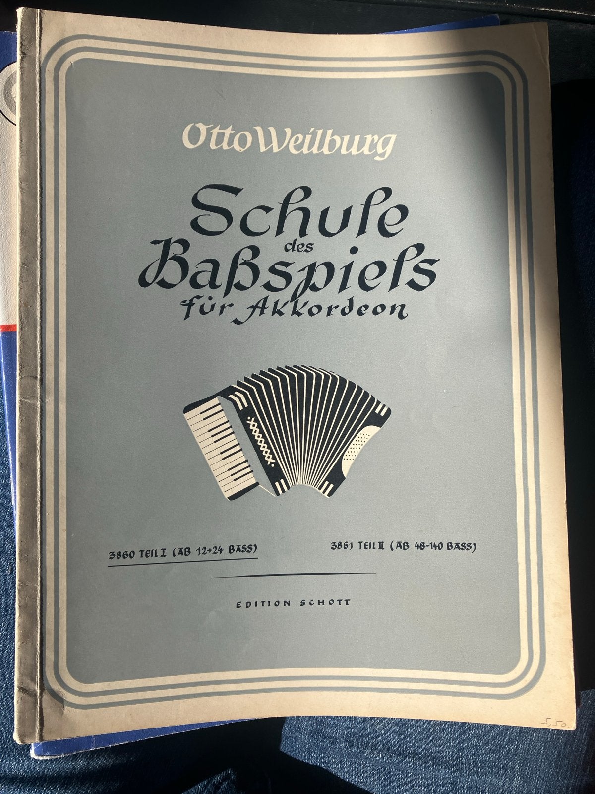 Otto Weilburg - Schule des Baßspiels für Akkordeon, Muziek en Instrumenten, Ophalen of Verzenden, Gebruikt, Les of Cursus, Accordeon