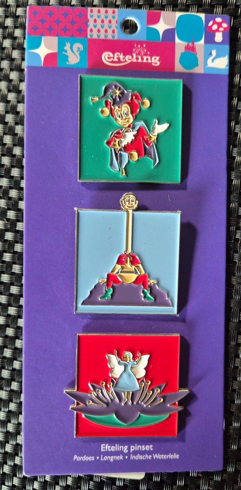 Efteling pinset: Pardoes, Langnek, Indische Waterlelie, Ophalen of Verzenden, Nieuw, Button of Speldje
