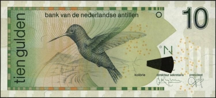 Nederlandse Antillen bankbiljet 10 gulden Kolibrie 1998 UNC, Ophalen of Verzenden, 10 gulden, Los biljet