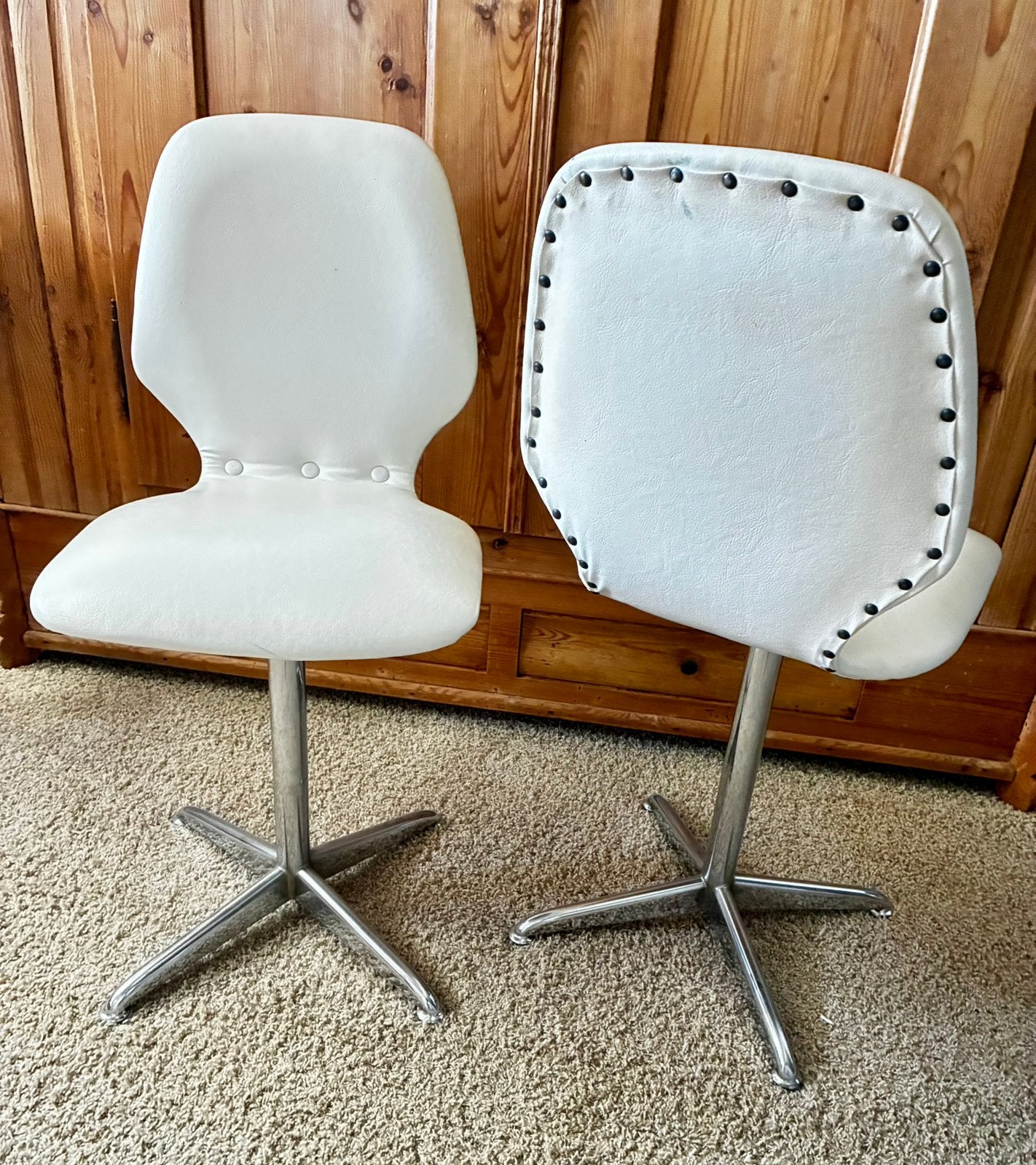 2 eetkamer/bureau stoeltjes 70’er jaren samen 40€, Verzamelen, Ophalen, Huis en Inrichting