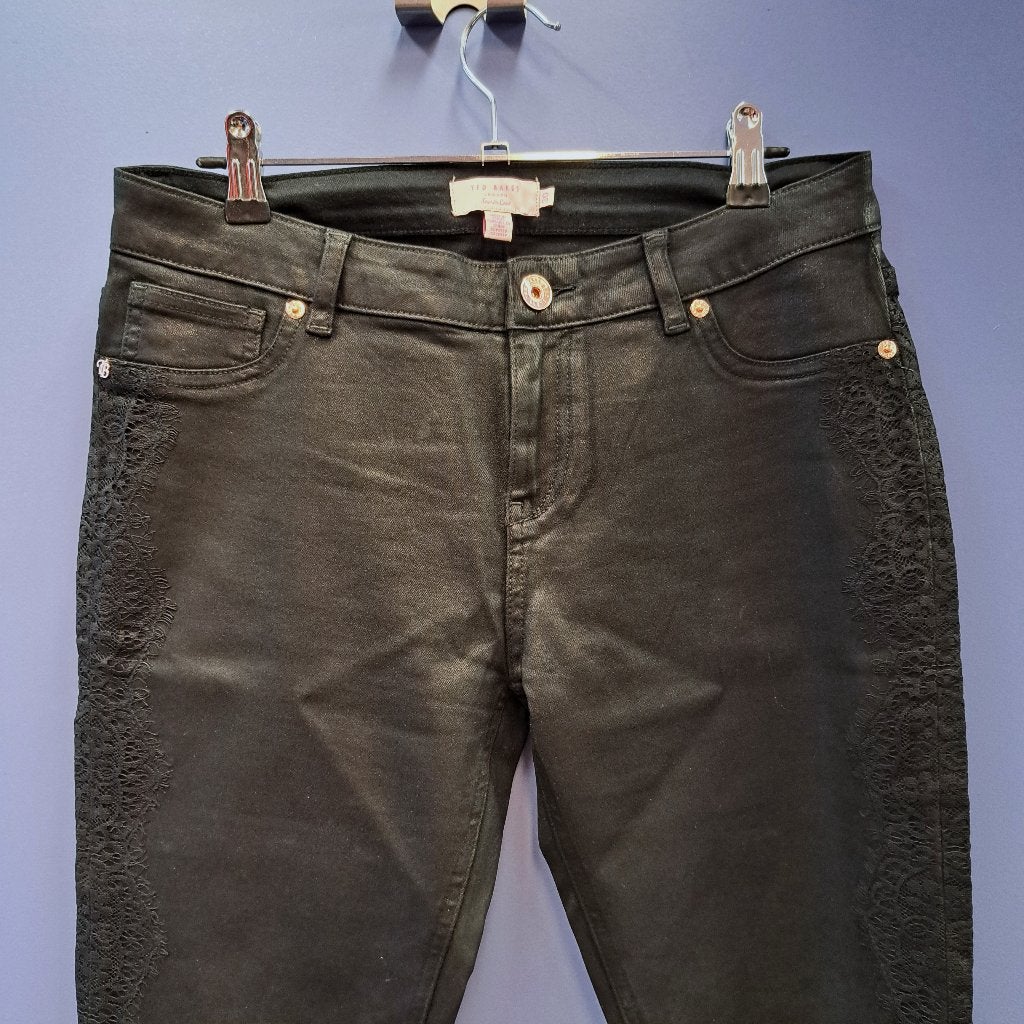 Ted Baker nieuwe zwarte coated jeans met kant maat 30 50295, ., Zwart, Ted Baker, Ophalen of Verzenden
