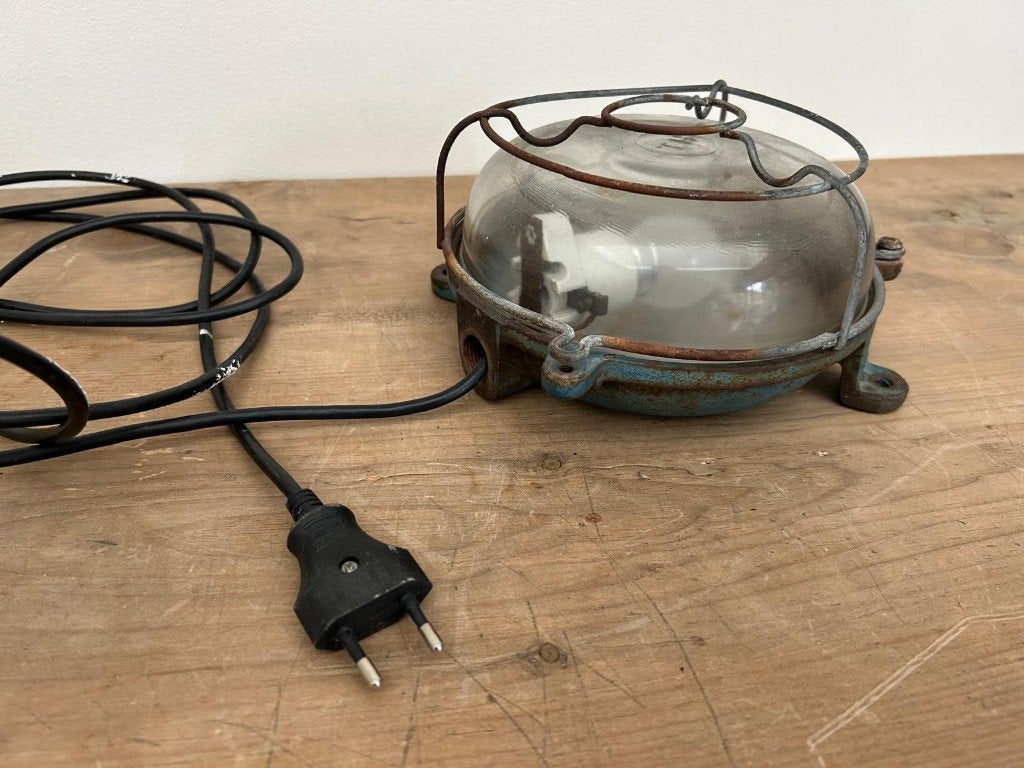 Industriële vintage scheepslamp korflamp hublotlamp, Ophalen of Verzenden, Gebruikt, Overige typen