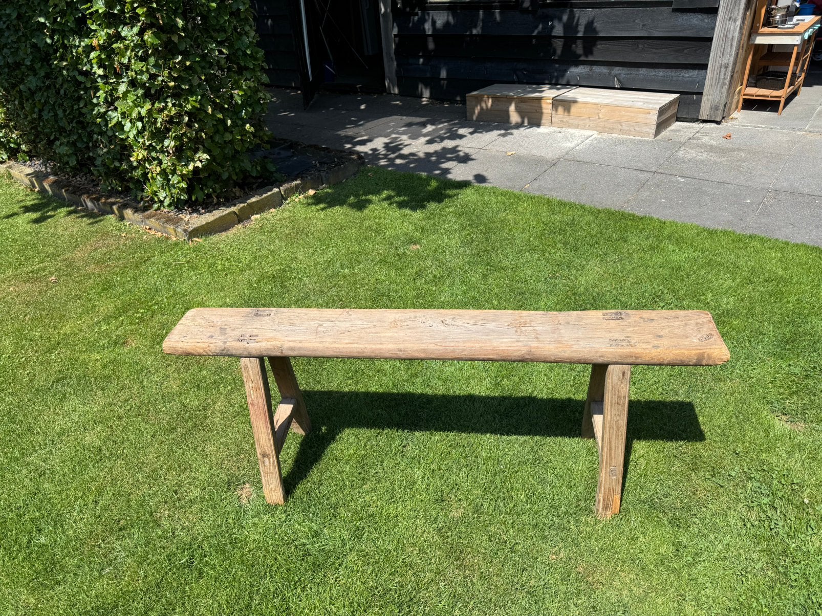 Stalbankje, Tuin en Terras, Ophalen, Gebruikt, Hout