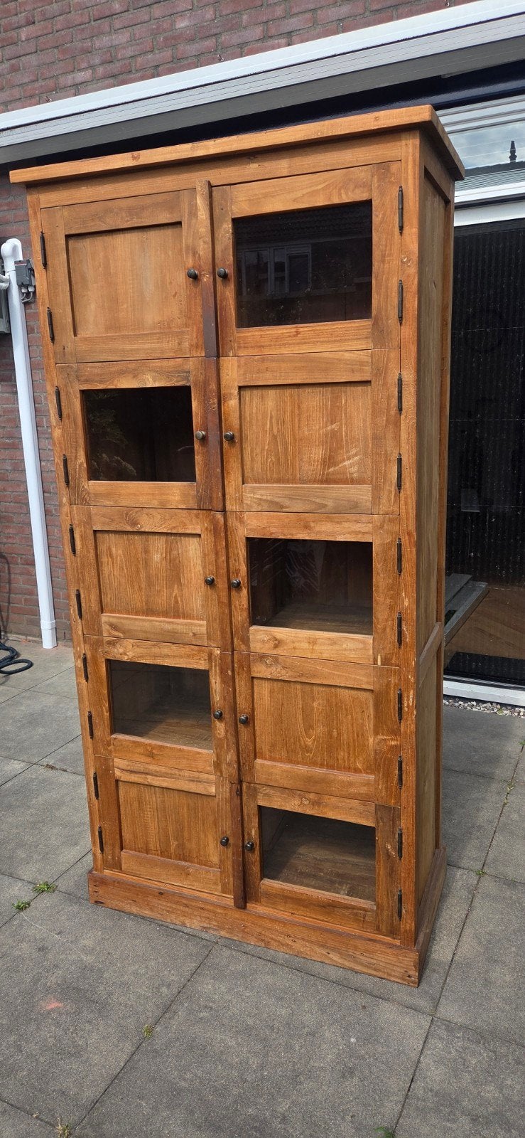 Teakhouten wandkast/opbergkast - 200x95x47 cm, Ophalen, Met deur(en), 200 cm of meer, Teakhout